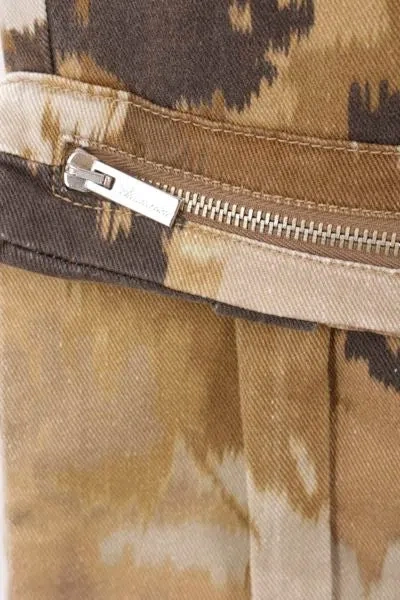 Blumarine Multicolor Cargo Pants With Camouflage Motif In Stretch Cotton Woman In Beige