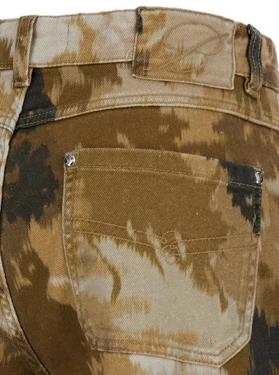 Blumarine Multicolor Cargo Pants With Camouflage Motif In Stretch Cotton Woman In Beige