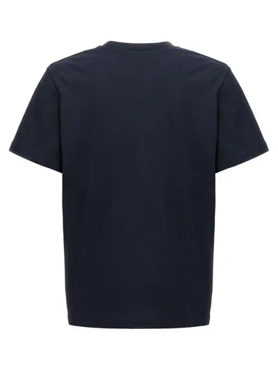 Apc A.p.c. Men Blue Crewneck T-shirt With Logo On The Front In Cotton Man In Blue