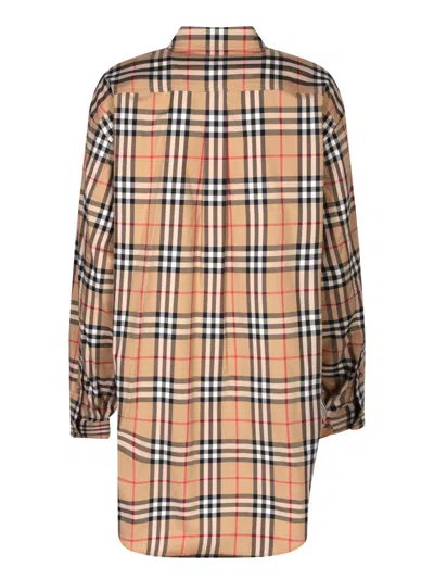 Burberry Ladies Vintage Check Stretch Cotton Button-down Collar Shirt In Beige