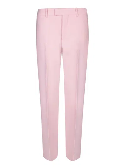 Burberry Wool Cigarette Pants With Pleats In Pink