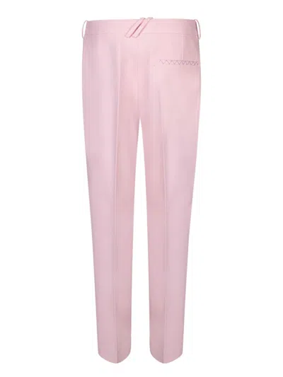 Burberry Wool Cigarette Pants With Pleats In Pink