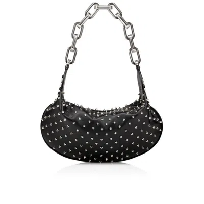 Christian Louboutin Nappa Leather Chain-link Shoulder Bag Studs In Blacksilversilver
