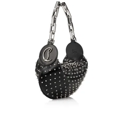 Christian Louboutin Nappa Leather Chain-link Shoulder Bag Studs In Blacksilversilver