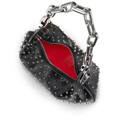 Christian Louboutin Nappa Leather Chain-link Shoulder Bag Studs In Blacksilversilver