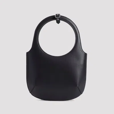 Courrèges Holy Grained Leather Tote Bag In Black
