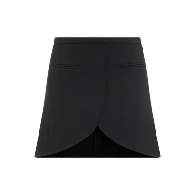 Courrèges Ellipse Black Twill Mini Skirt In Black