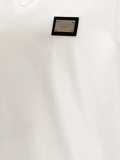 Dolce & Gabbana Dolce&gabbana White Crewneck T Shirt With Logo Plaque In White