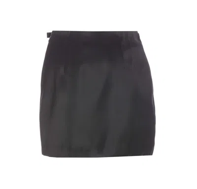 Elisabetta Franchi Bow-embellished Satin Mini Skirt In Black