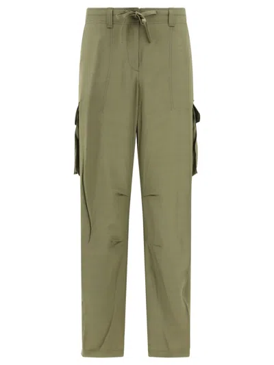 Golden Goose Military Green Viscose Cargo Trousers In Green