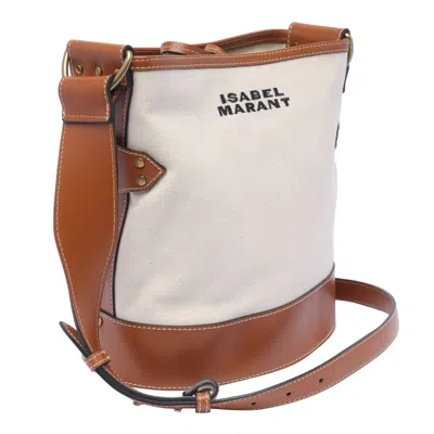 Isabel Marant Samara Cotton Canvas Shoulder Bag In White