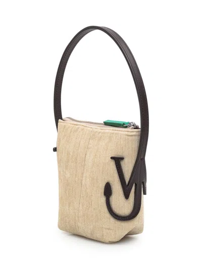 Jw Anderson Anchor Chenille Mini Top Handle Bag In Beige O Tan