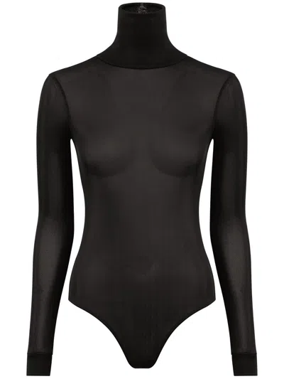 Maison Margiela Maison Martin Margiela Women Body Collo Alto Semitrasparente In Black