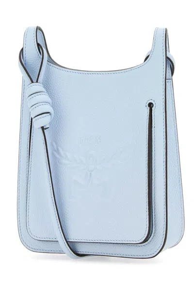 Mcm Pastel Light Blue Leather Mini Himmel Hobo Crossbody Bag In Blue