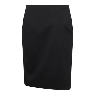 Versace Black Asymmetric Pencil Skirt In Black