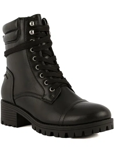 Sugar Oraura Womens Lace-up Almond Toe Combat & Lace-up Boots In Black