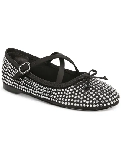 Circus By Sam Edelman Zuri Jewel Womens Bow Ankle Strap Ballet Flats In Black