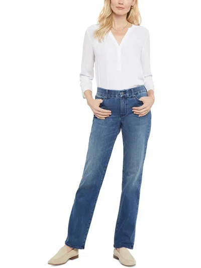 Nydj Womens High Rse Stretch Straight Leg Jeans In Multi