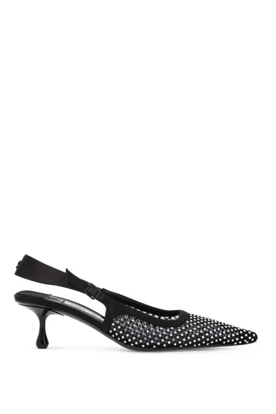 Shop Jimmy Choo "mesh And Satin Slingback Amel 50 Décol In Black