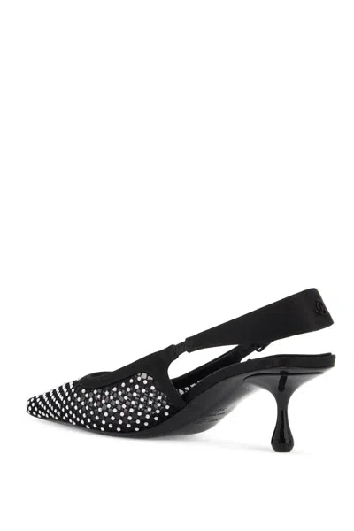 Shop Jimmy Choo "mesh And Satin Slingback Amel 50 Décol In Black