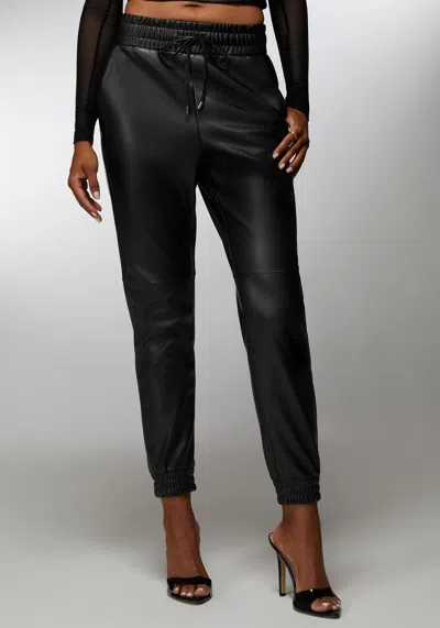 Bebe X Ciara Natural Waist Vegan Leather Jogger In Black