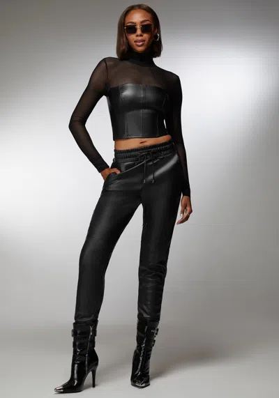 Bebe X Ciara Natural Waist Vegan Leather Jogger In Black