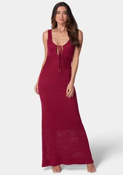 Shop Bebe Juliette Crochet Tank Maxi Dress In Raspberry