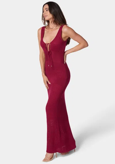 Bebe Juliette Crochet Tank Maxi Dress In Raspberry