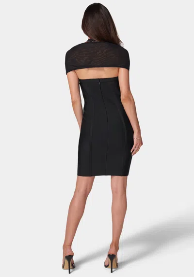 Bebe Gabriella Mesh Overlay Bandage Dress In Black
