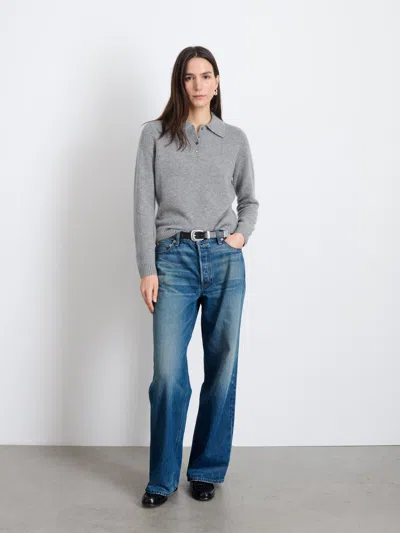 Alex Mill Alice Polo In Cashmere In Heather Grey