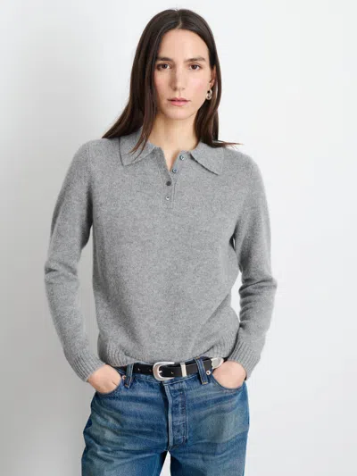 Alex Mill Alice Polo In Cashmere In Heather Grey