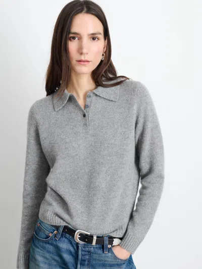 Alex Mill Alice Polo In Cashmere In Heather Grey