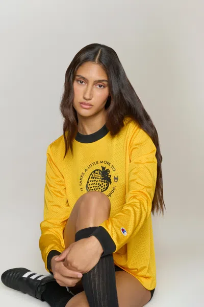 Danielle Guizio Ny Guizio X Champion Warm-up Long Sleeve In Yellow Cab