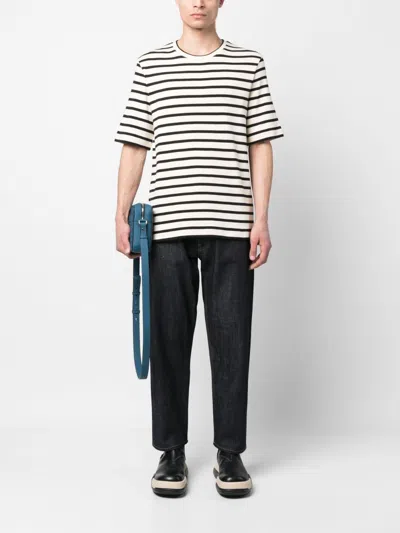 Shop Jil Sander Plus Striped Cotton T Shirt In Beige