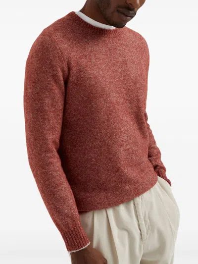 Shop Brunello Cucinelli Wool Crewneck Sweater In Coral Red