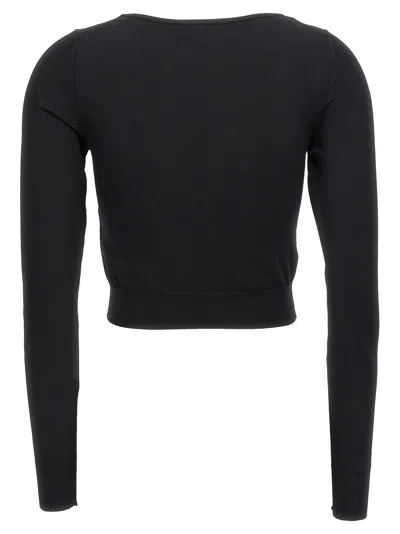 Dolce & Gabbana Black Ribbed Mini Cropped Top In Black
