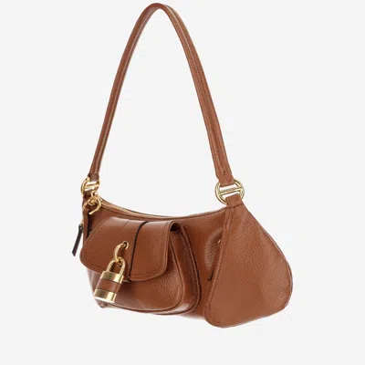 Chloé Womens Clay Brown The 99 Padlock-embellishment Leather Shoulder Bag