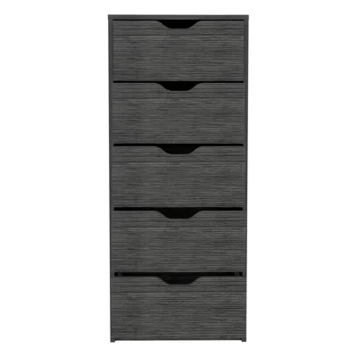 DEPOT E-SHOP 5 DRAWERS NARROW DRESSER, SLIM STORAGE CHEST OF DRAWERS, SMOKEY OAK -BEDROOM 