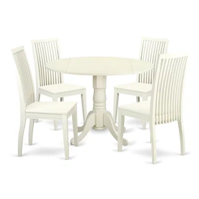 East West Furniture Dining Room Set Linen White, Dlip5-lwh-w