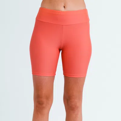 Calypsa Women's High Waisted Mid-thigh Swim Shorts In Pink