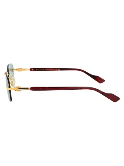 Gucci Gold Burgundy Green Metal Sunglasses