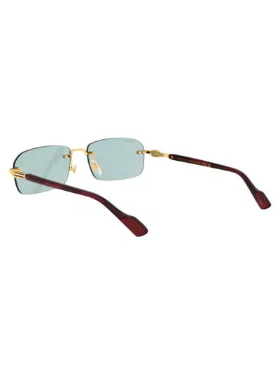 Gucci Gold Burgundy Green Metal Sunglasses