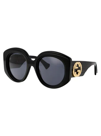 Gucci Womens Black Gc002055 Gg1308s Round-frame Acetate Sunglasses