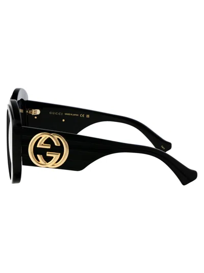 Gucci Womens Black Gc002055 Gg1308s Round-frame Acetate Sunglasses