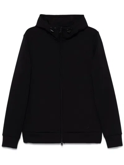 Paul & Shark Zipper Hoodie Ribbed Cuffs Hem In Black