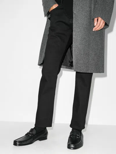 Ferragamo Gancini-detialed Leather Loafers In Black