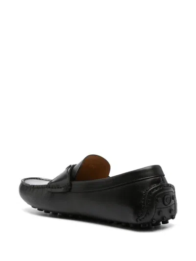 Ferragamo Leather Loafers With Round Toe And Sole In Black