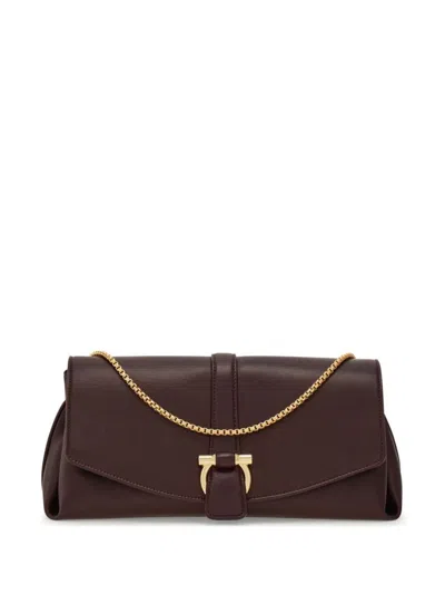 Ferragamo Shoulder Bag With Chain Strap And Gold-tone Hardware In Red