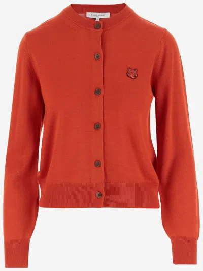 Shop Maison Kitsuné Maison Kitsune' Wool Cardigan With Fox Patch