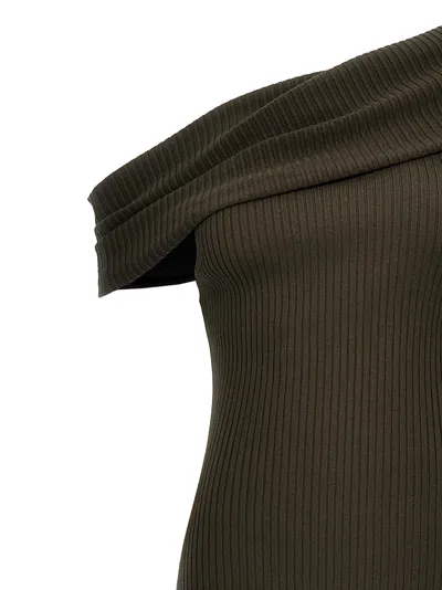 Courrèges Twist Rib Knit Long Dresses In Green